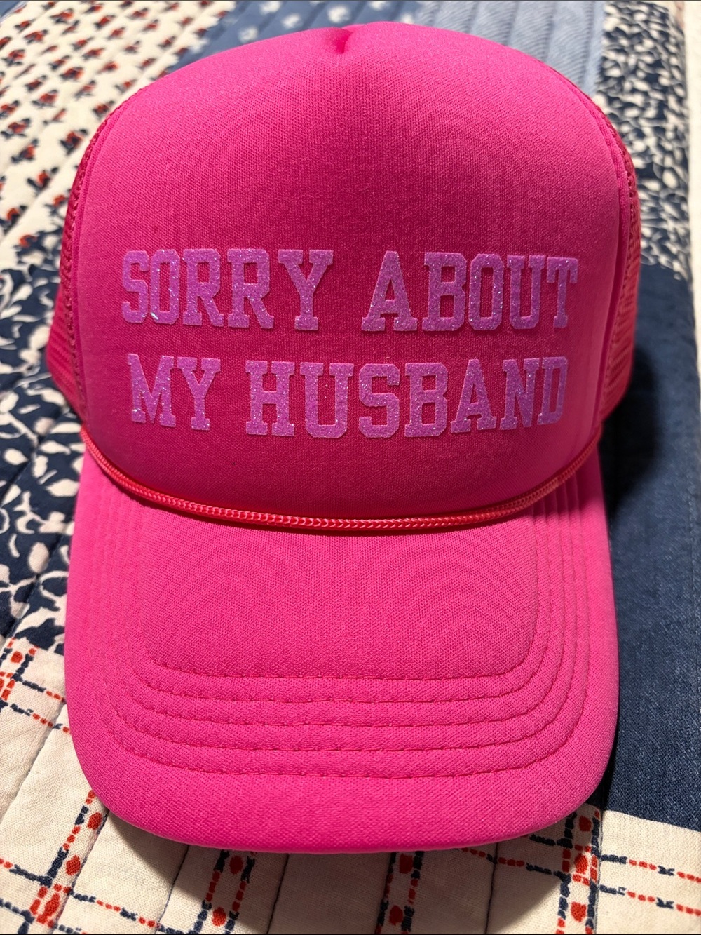 Sorry About My Husband Pink Trucker Hat